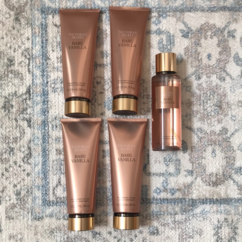 NEW Victoria's Secret Bare Vanilla Lotion 4x & Mist 1x Bundle Set (5 items) 🌸